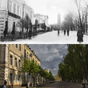 на заднем фоне пожарная каланча города (в доме в котором я вырос)