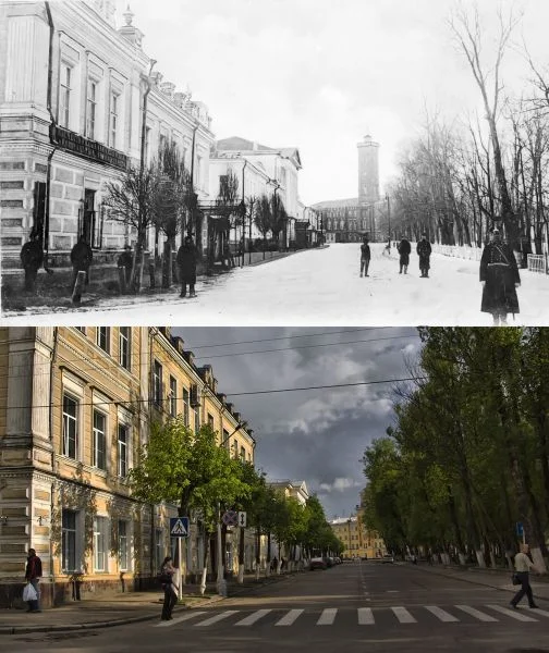на заднем фоне пожарная каланча города (в доме в котором я вырос)